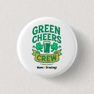 Grön Cheers Crew Kul St. Patricksdag Firande Knapp