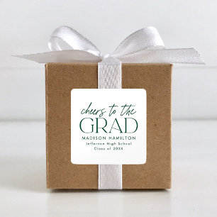 Grön   Cheers till Grad Studenten Fyrkantigt Klistermärke