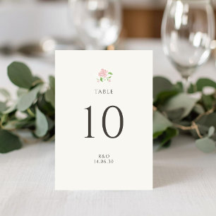 Grön Chic Blommig Ros Bröllops Bord Nummer Kort