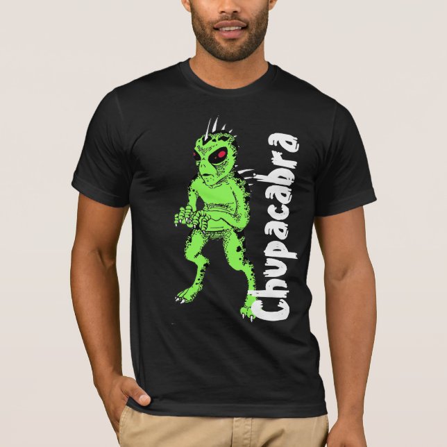 Grön Chupacabra med den röda T-shirt (Framsida)
