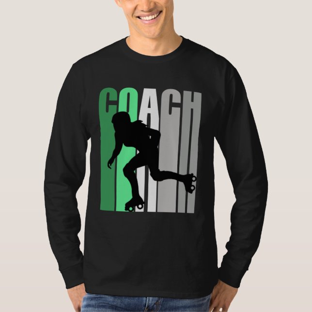 Grön coach för rullskridskoinstruktör Roller Sk T Shirt (Framsida)