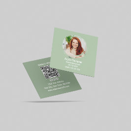 Grön Connect with Me Foto QR-kod Fyrkantigt Visitkort