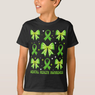 Grön Coquette-båge Medvetenhet om psykisk hälsa Kv T Shirt