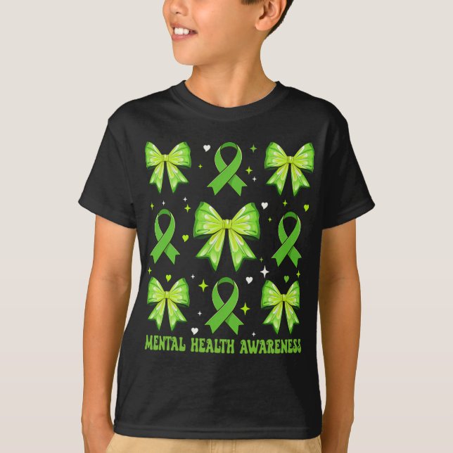 Grön Coquette-båge Medvetenhet om psykisk hälsa Kv T Shirt (Framsida)