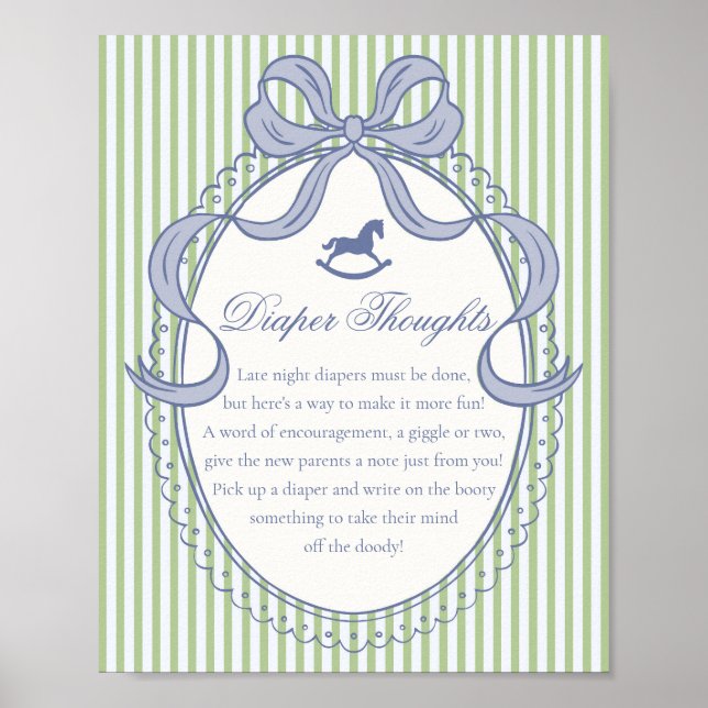 Grön Coquette Bow Gunghäst Blöja Tankar Poster (Framsidan)
