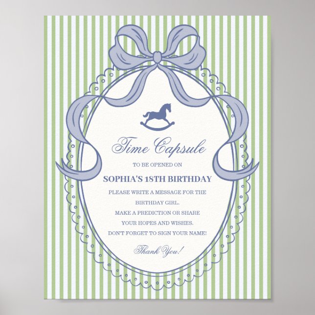 Grön Coquette Bow Gunghäst Tids kapsel Poster (Framsidan)