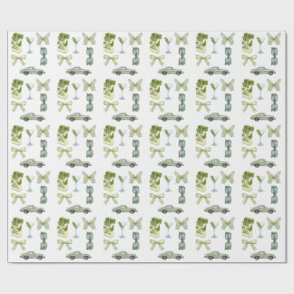 Grön Coquette Estetisk Klistermärkessats | Vintage Presentpapper
