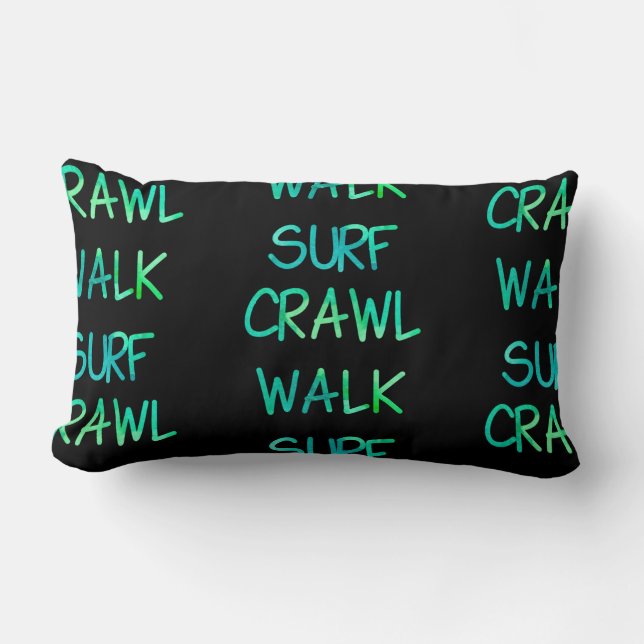 Grön Crawl Walk Surf Lumbarkudde (Framsida)