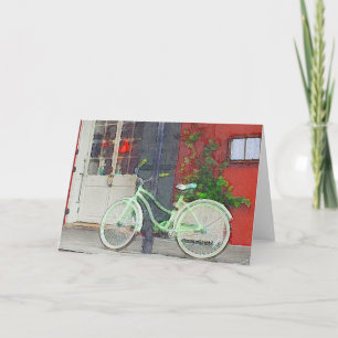 Grön cykel i penseldrag tom insida kort