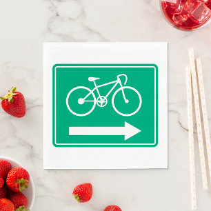Grön cykelvägs högerpil Riktnings skylt Pappersservett