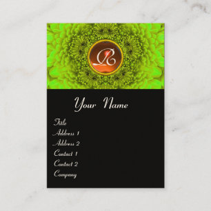 GRÖN DAHLIA MONOGRAM AGATE svart gul orange Visitkort