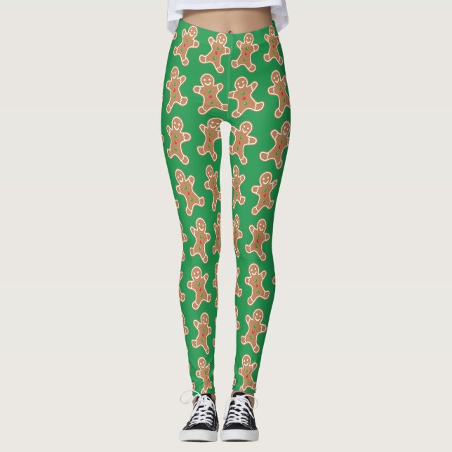 Grön damasker för pepparkaksgubbe leggings (Framsida)