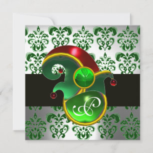 GRÖN DAMAST, ALVHATT ST. PATRICK FEST MONOGRAM INBJUDNINGAR