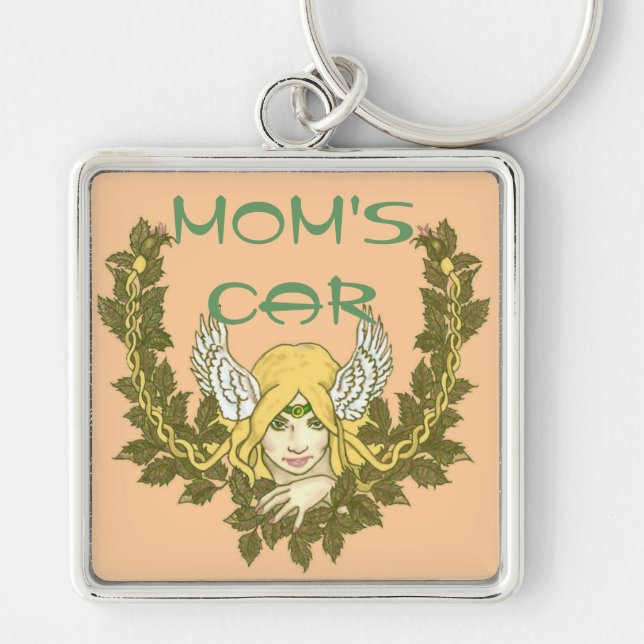 Grön damkran för Celtic Fyrkantig Silverfärgad Nyckelring (Framsidan)