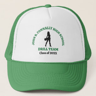 Grön dansare för High School Drill Team med person Keps