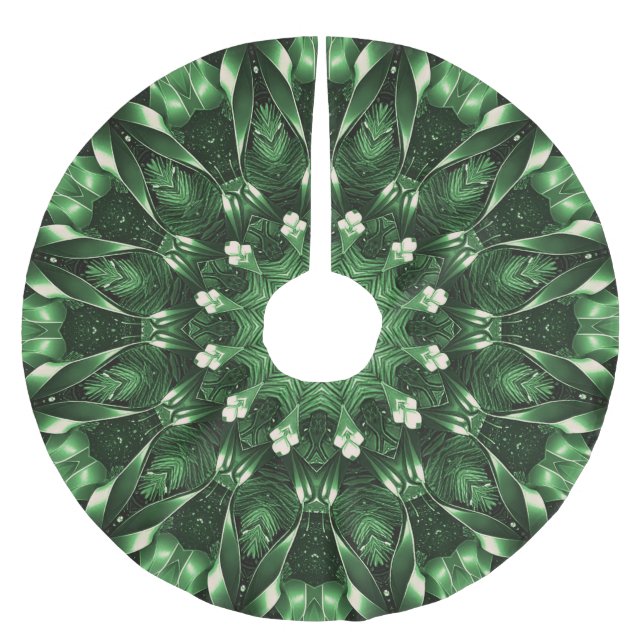 Grön dekorativ julgran duk julgransmatta borstad polyester (Framsidan)