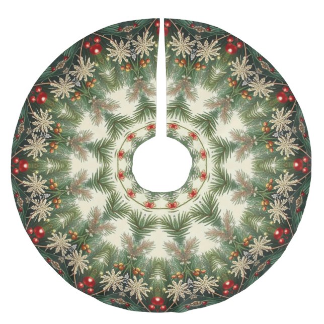 Grön dekorativ trädskört julgransmatta borstad polyester (Framsidan)