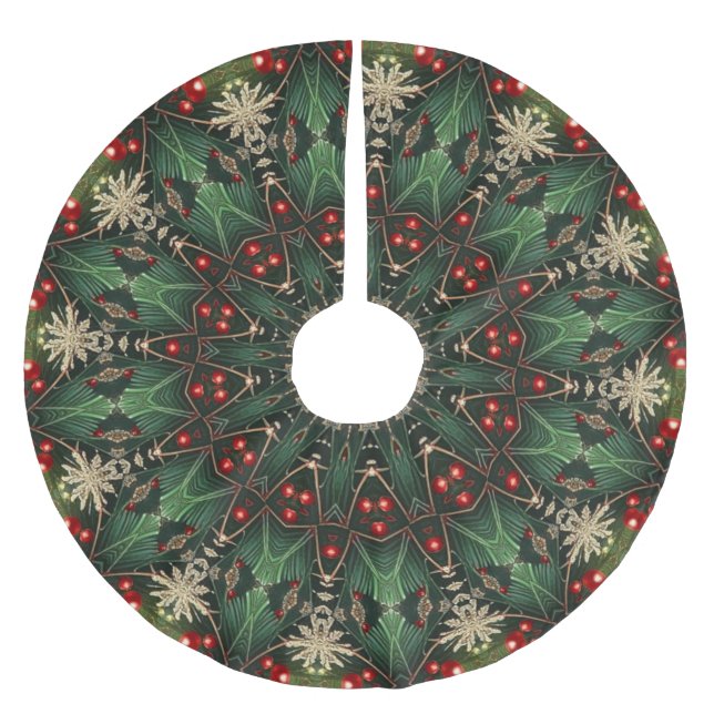 Grön dekorativ trädskört julgransmatta borstad polyester (Framsidan)
