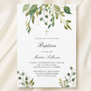 grön design Baptism Inbjudningar