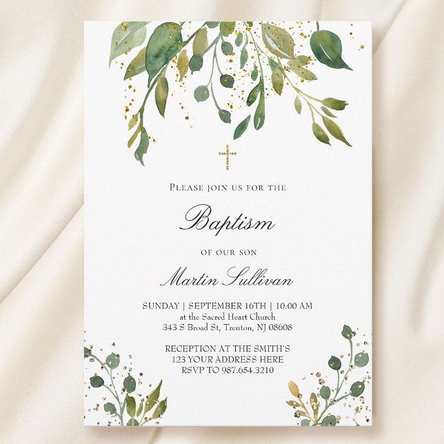 grön design | Baptism Inbjudningar (Skapare uppladdad)