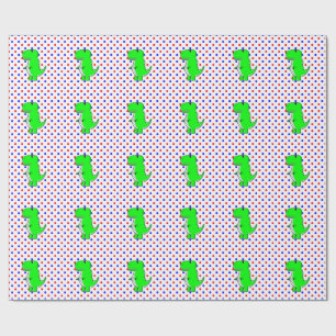 Grön dinosaur röd blå prickar Inpackningspapper Presentpapper
