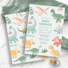 Grön dinosaurie baby shower