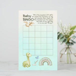 Grön Dinosaurie Regnbåge Babykalas Babybingo-spel