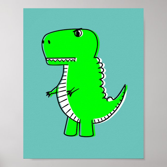 Grön dinosaurie-ritning poster (Framsidan)