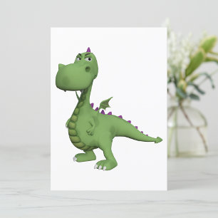 Grön dinosauriefigur med lila piggar inbjudningar