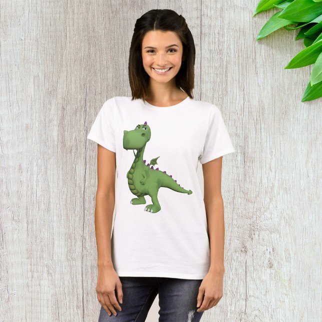 Grön dinosauriefigur med lila piggar t shirt (Skapare uppladdad)