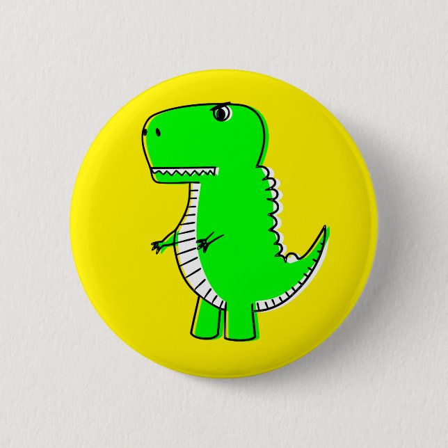 Grön dinosaurieteckning gul knapp (Framsida)