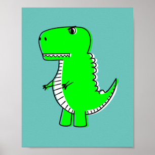 Grön dinosaurieteckning poster