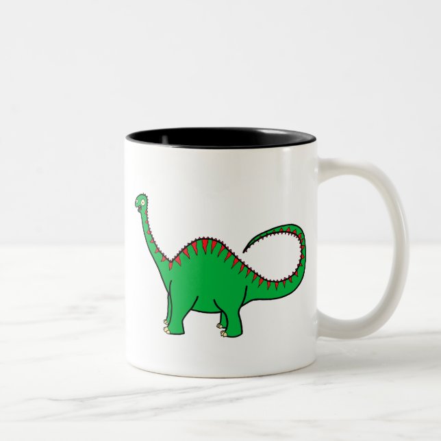 Grön Diplodocus Två-Tonad Mugg (Höger)