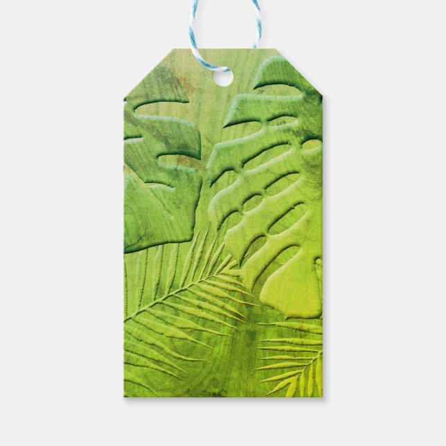Grön distressad trädgårdsflora presentetikett (Framsidan)