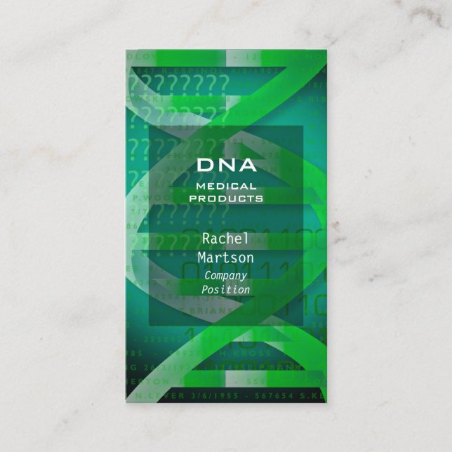 Grön DNA Medicinsk Vetenskap Modern Visitkort (Framsida)