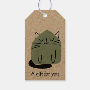 Grön Doodle Katt Present Till Dig Anpassad Presentetikett