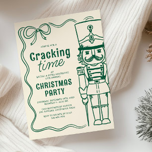 Grön Doodle Nötknäppare Julfest Inbjudningar