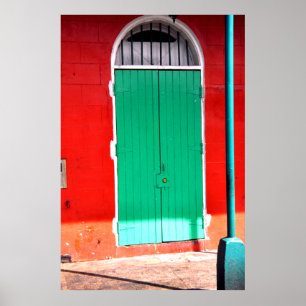 Grön dörr och röd vägg, New Orleans Poster
