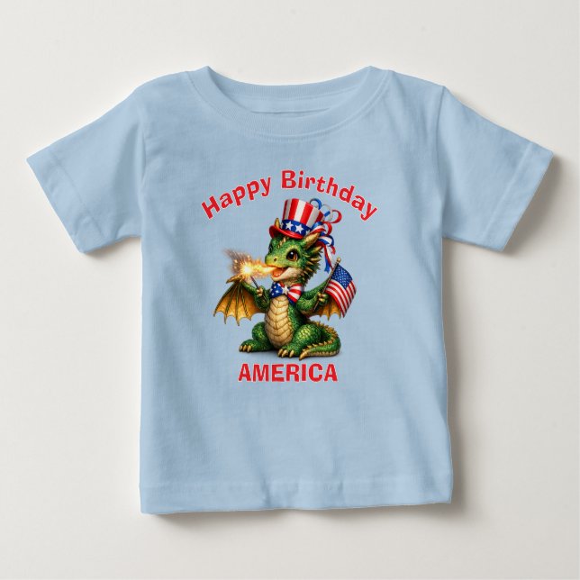 Grön Drak (6c) Patriotisk Barn T-Shirt (Framsida)