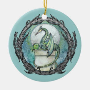Grön Drak Fantasykonst Ornament