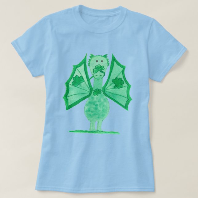 Grön drak med shamrocks t shirt (Design framsida)