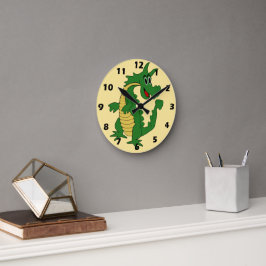 Grön Drakdesign Rund Klocka