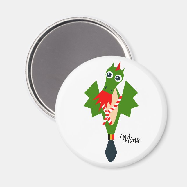 Grön drake av staden Mons, Belgien Magnet (Front/Back)