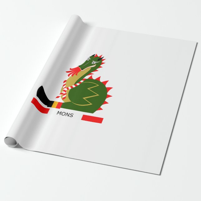 Grön drake av staden Mons, Belgien Presentpapper (Utrullad)