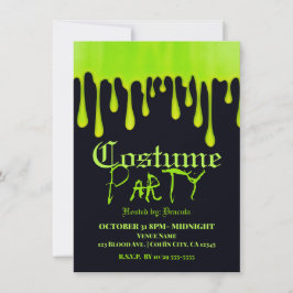 Grön droppande slemdråpar Halloween-kostymfest Inbjudningar