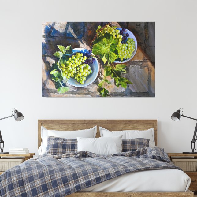 Grön druva stillebenmålning canvastryck (Insitu (sovrum))