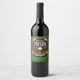 Grön Dryckesetikett för Halloween-Skelett Giftvin Vinflaska Etikett