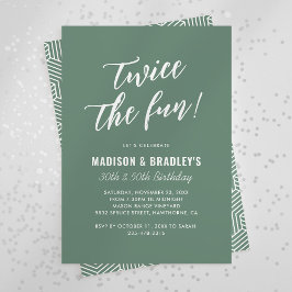 Grön Dubbel Rolig Gemensam Födelsedagsfest Inbjudningar