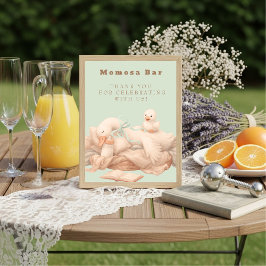 Grön Dum Anka "Momosa" Mimosa Bordsskylt Inbjudningar