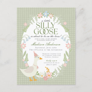 Grön dum gås blommig rutig baby shower vykort